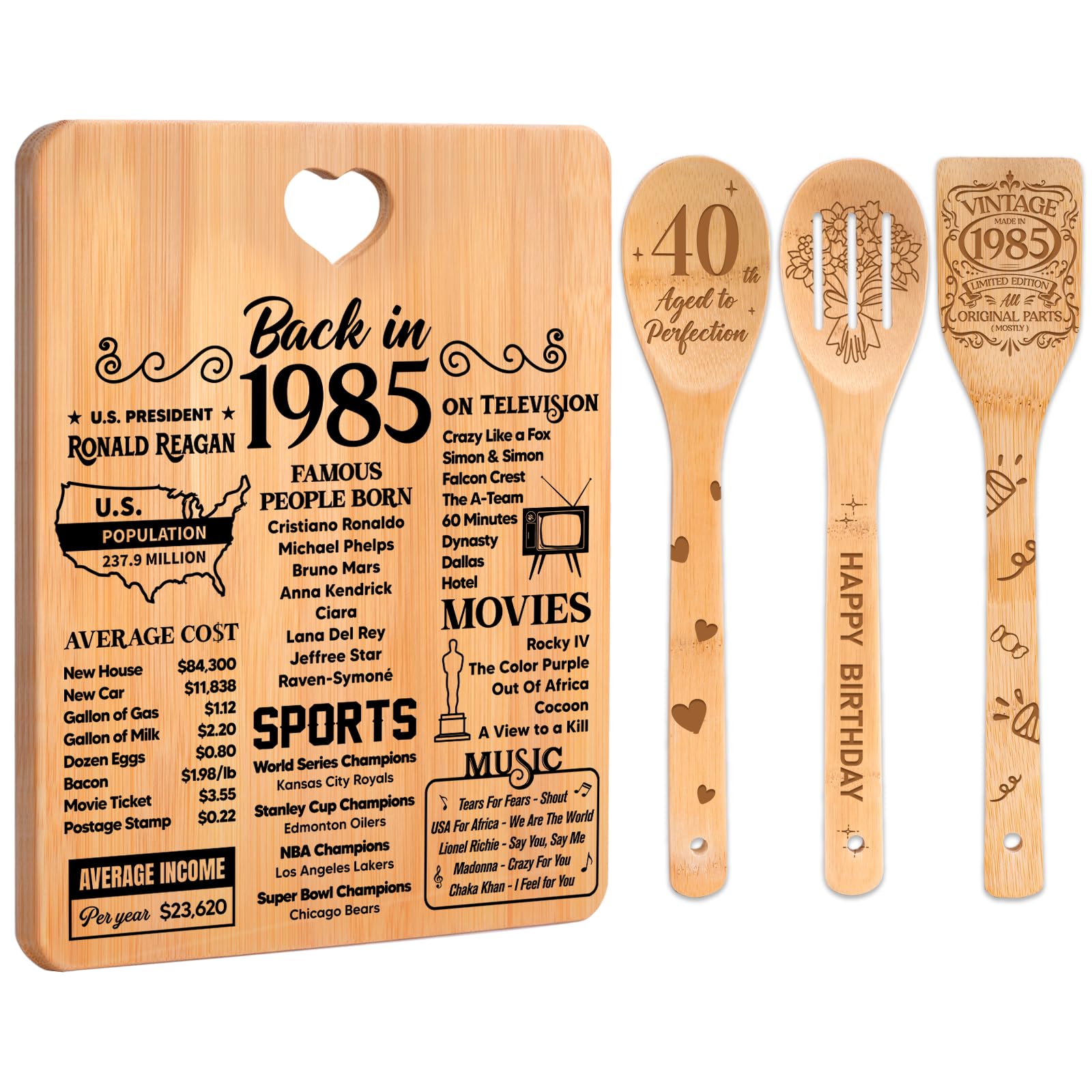 Planche à découper 1985 d'exception en bois massif durable