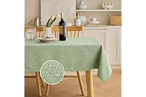 Sage Green Rectangle Faux Linen Waterproof Tabletop Protector