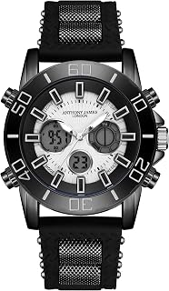 Anthony James Speedster Men's Military Watches Tactical Watches Army, Digital Analog Watch, 3M Water Resistant - Date, Stopwatch, Alarm Function, Military Survival Clock - 5 Year Warranty, Black