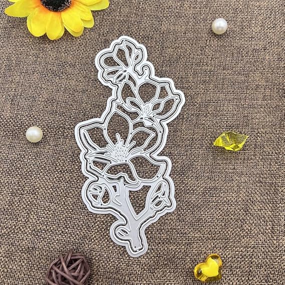 Lapoo 3D Backgrounds Frame Metal Cutting Die for Scrapbooking, New Cutting Dies DIY Album Card Making Decor Paper Craft Metal Die Cuts Party Wedding Decorations (Plum Blossom Stripes 6.5 x 3.2 in)