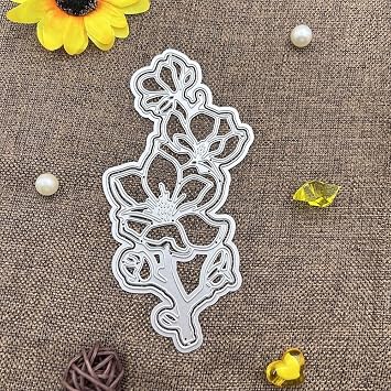Lapoo 3D Backgrounds Frame Metal Cutting Die for Scrapbooking, New Cutting Dies DIY Album Card Making Decor Paper Craft Metal Die Cuts Party Wedding Decorations (Plum Blossom Stripes 6.5 x 3.2 in)