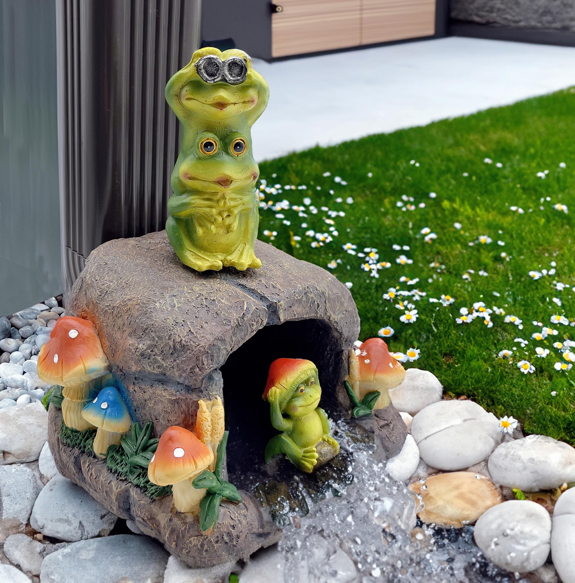 Frog Sculpture Gutter Decor Downspout Extender Diverter