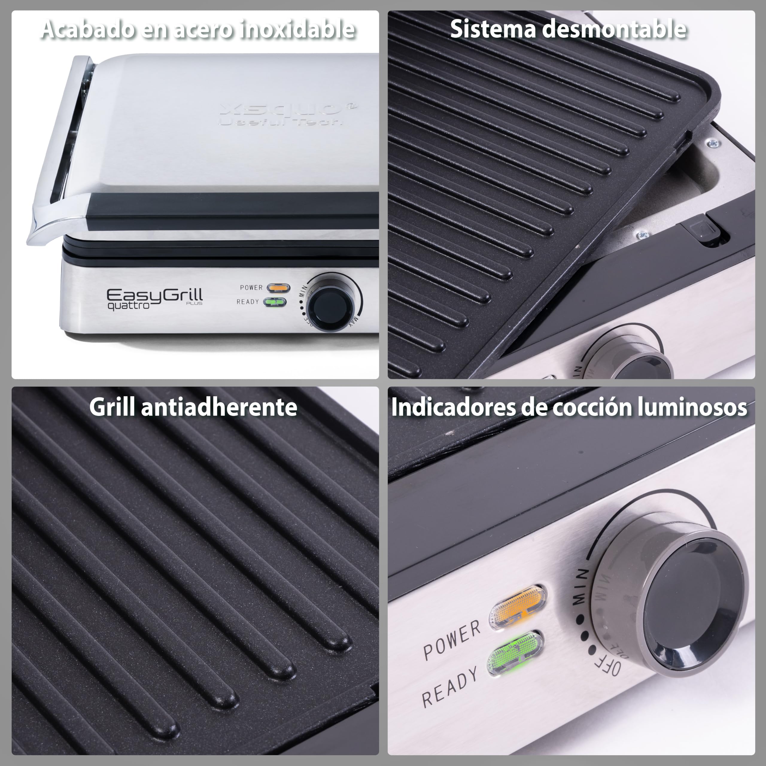 Parrila Electrica Grill 3 en 1 Sandwichera Antiadherente para Barbacoa Paninis Verduras Pescado Ajustable - Tostadora de Pan con Placas Desmontables Lavables 2000w Temperatura Regulable