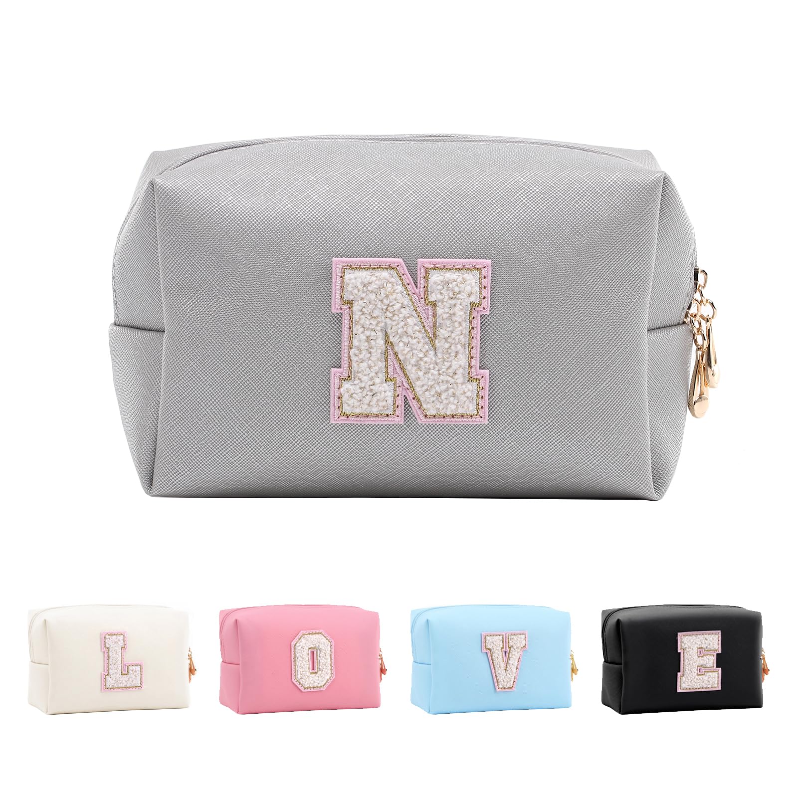 Bolsa de Maquillaje, Bolsa de Cosméticos Impermeable de Viaje, PU Cuero, Neceser de Baño, Bolsa De Aseo Y Almacenamiento para Mujer,Cosas Preppy para niñas Adolescentes (Letra A-Z) — view 253