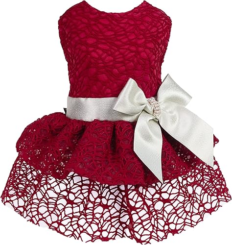 Fitwarm Vestido de tul para perro, ropa para perros pequeños y niñas, traje de verano de malla ligera para mascotas, ropa para gatos, rosa, XS