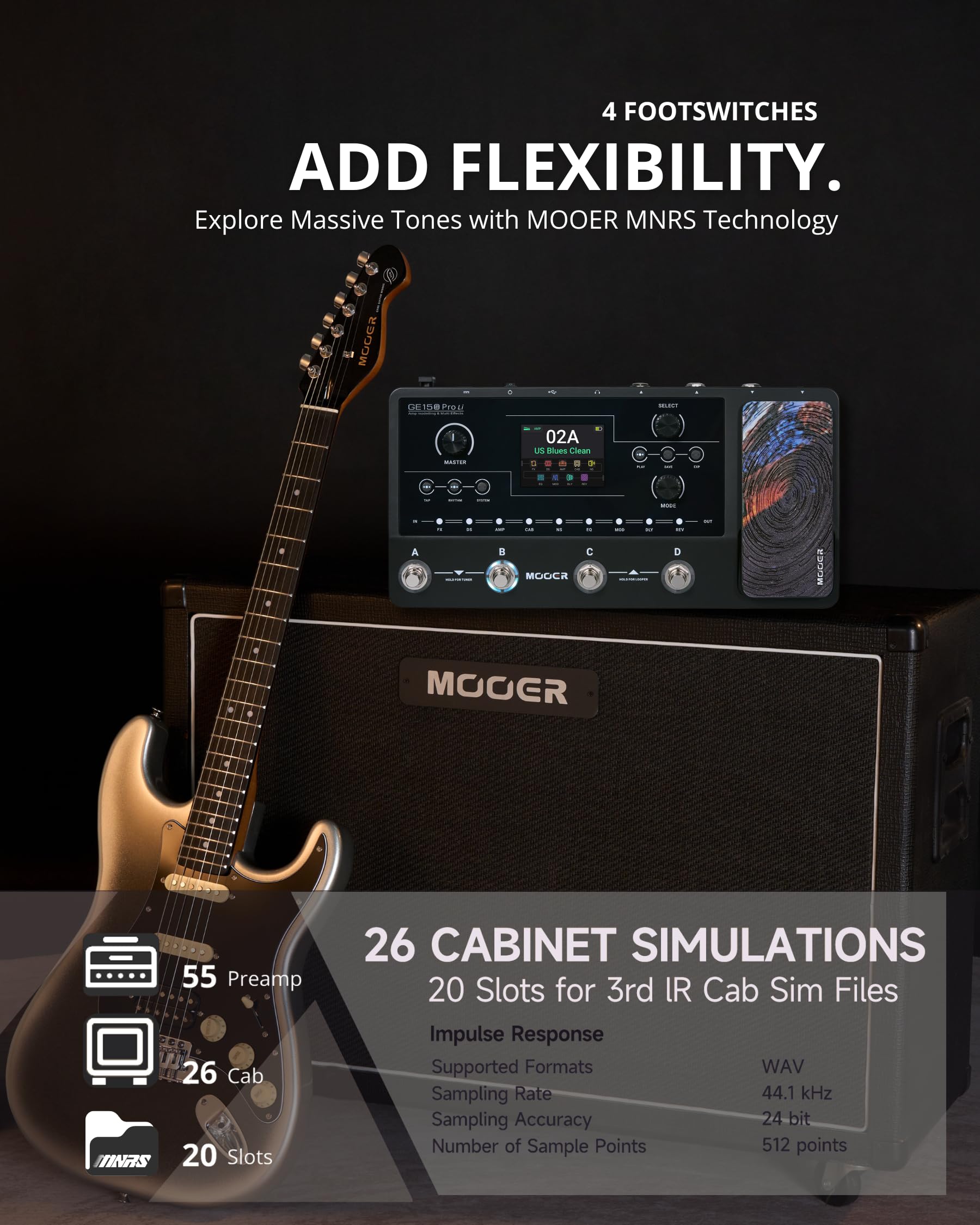 MOOER Ge150 Pro Li Preto - Processador Multiefeitos para Guitarra