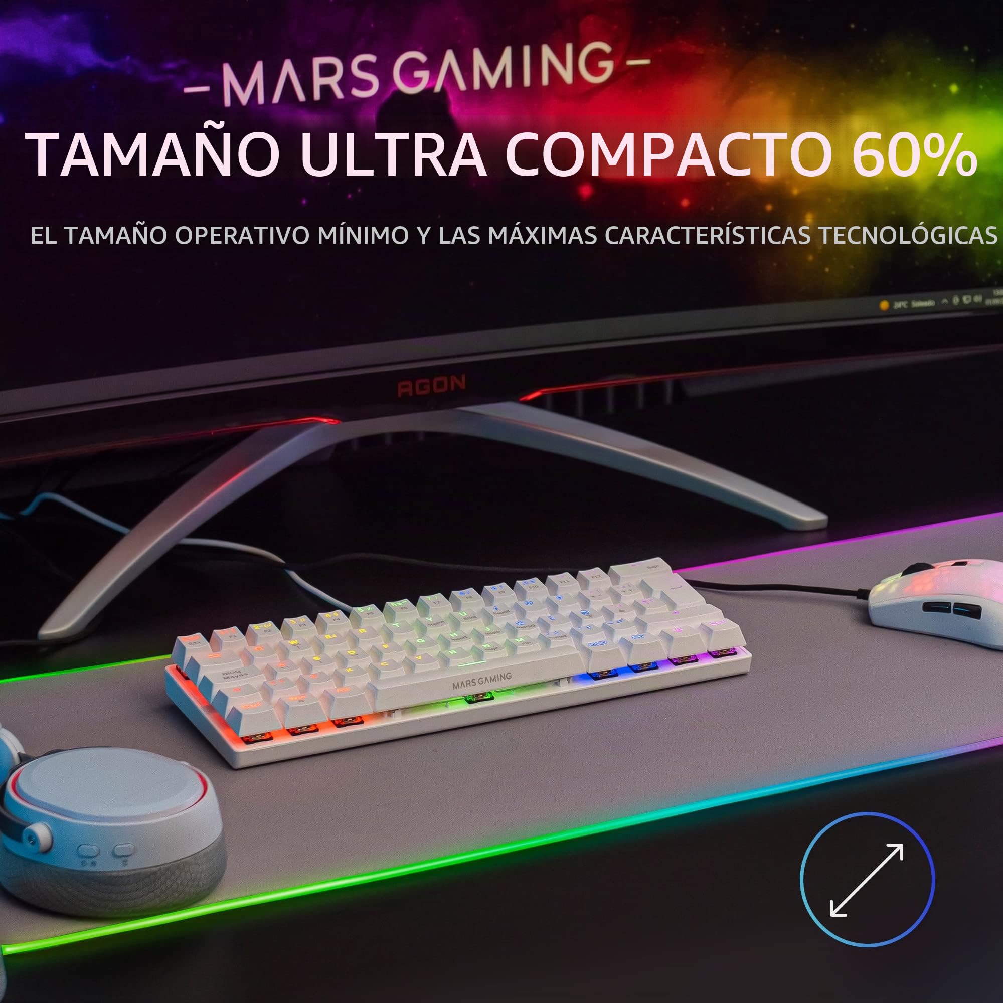 Mars Gaming T. Mecanico MK60 Rainbow. White
