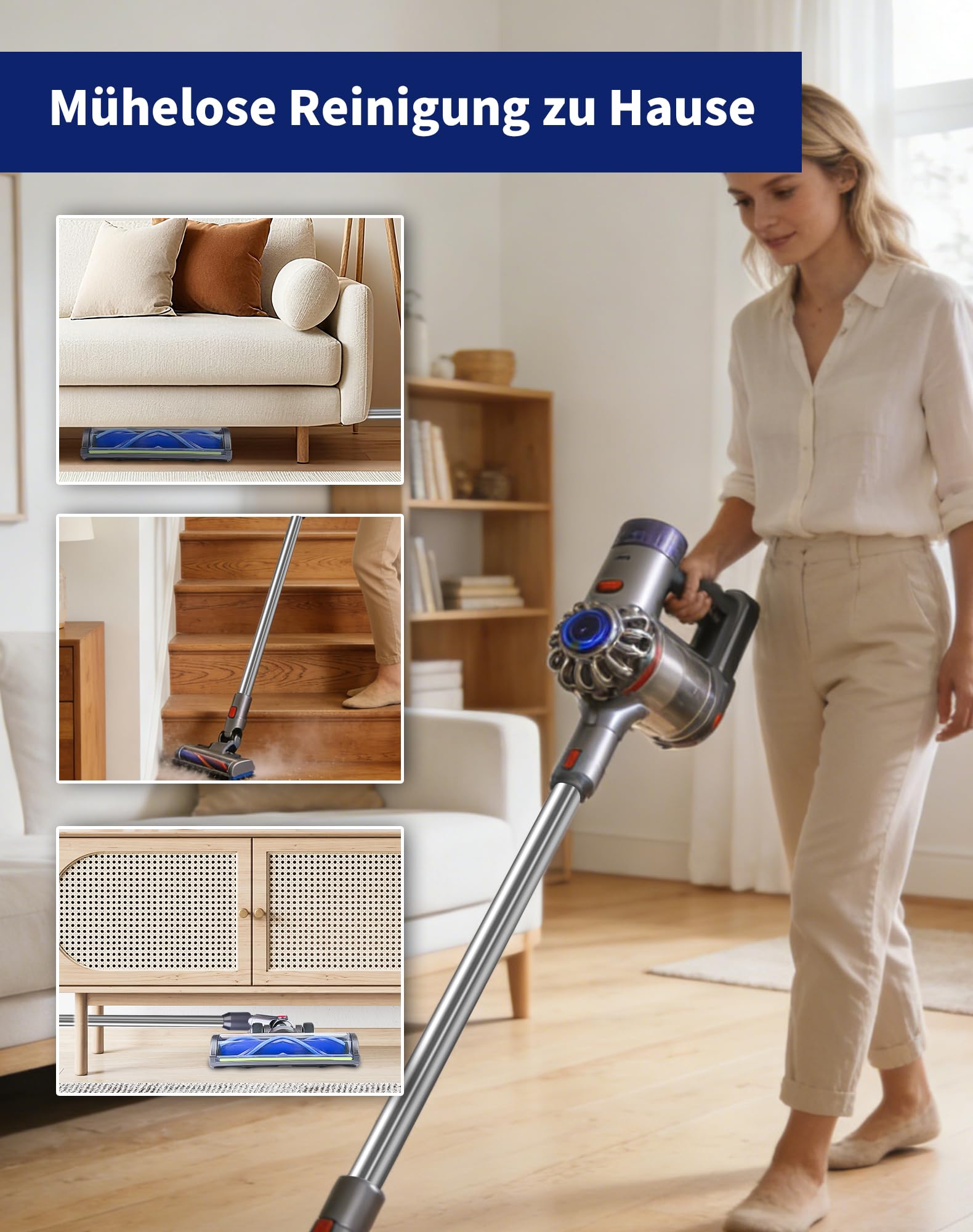 Verlängerungsrohr für Dyson V12 Detect Slim / V10 Digital Slim Stabstaubsauger, 74 cm Aluminium Teleskoprohr mit Schnellspanner, Ersatz Saugrohr 971518-12 (Anthrazit)