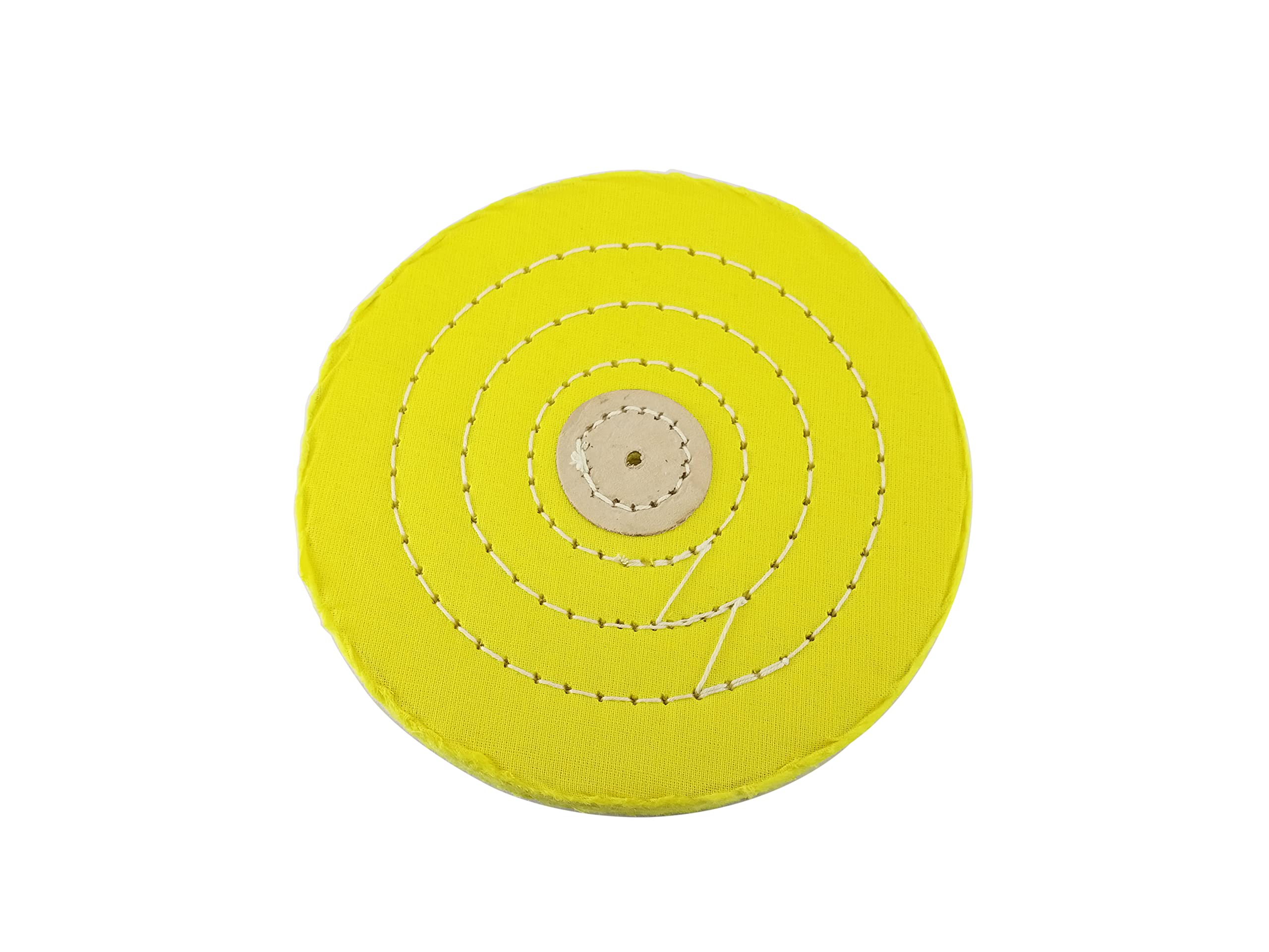 HAMMER MANPolishing Yellow Muslin Cloth Buff 6"x50 Folds Stitched Buffing Wheel with Leather Hub to Polish & Buff Gold, Silver & Other Metals for Jewellery, Watchmaking, Hobby Craft for Bench Grinder