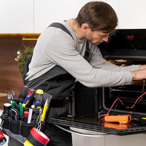 Miniatura 6 de KUNN Cinturón de herramientas para electricistas - Resistente y pequeño cinturón de herramientas básico para mantenimiento con bolsillos y clip de