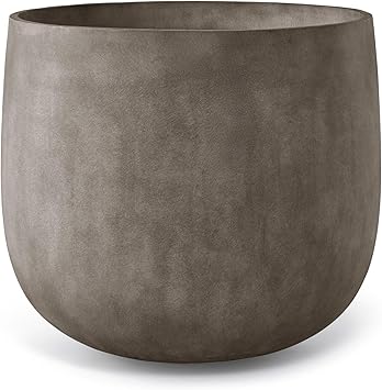 Mondo Round Fiberglass Planter Lightweight Indoor/Outdoor Plant Pot, Frost & Weather-Resistant, Handmade Modern Decorative Planter
