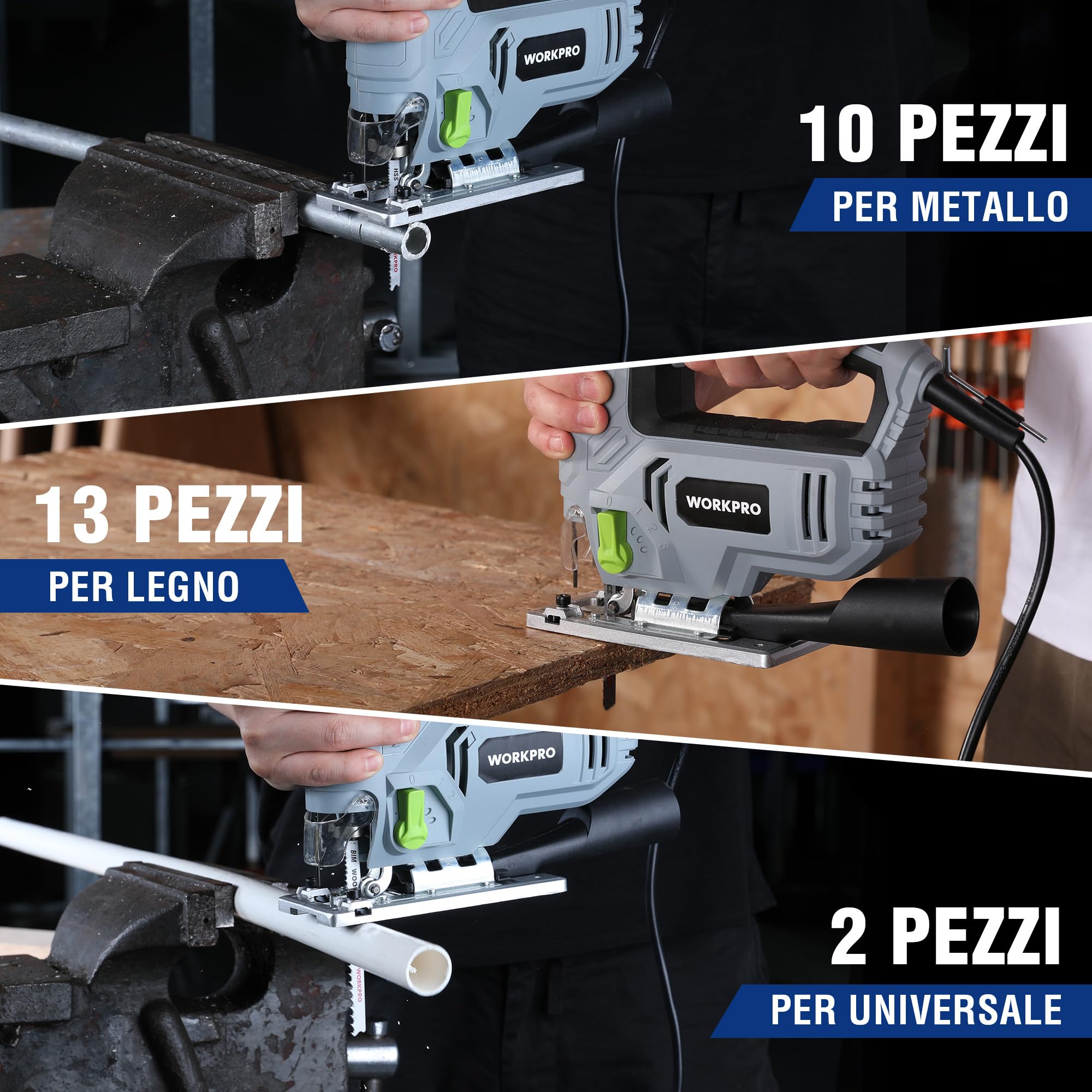 WORKPRO Set di Lame per Seghetto Alternativo 25 Pezzi per Taglio Legno e Metallo, Compatibile con Maggior Parte delle Marche