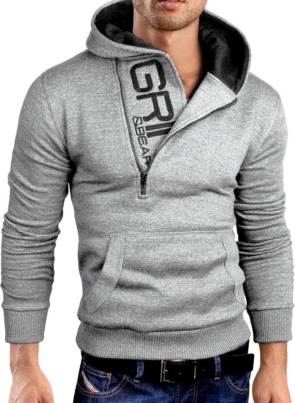 Grin&Bear Felpa con Cappuccio Uomo Slim Fit Sweatshirt GEC401