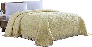 Beatrice Home Fashions Colcha de Chenilla, Color Amarillo, tamaño Individual