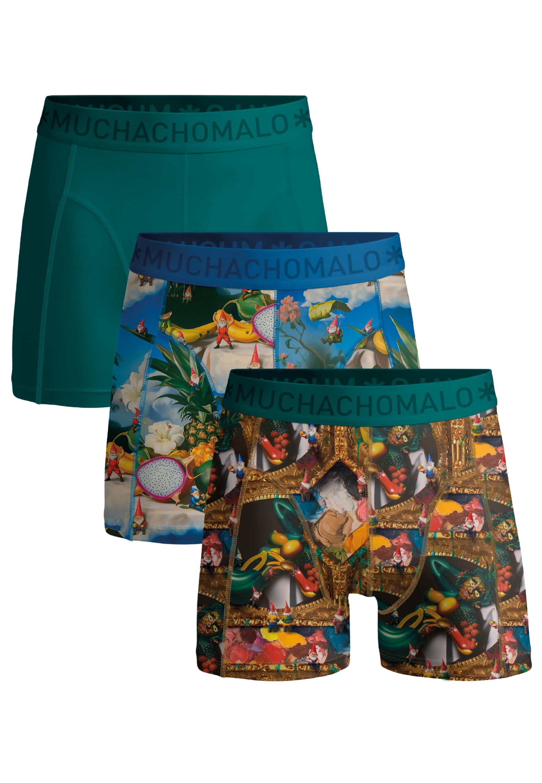 Muchachomalo Uomo Boxer 3-Pack, Fantasia, Cotone, Fascia Elastica