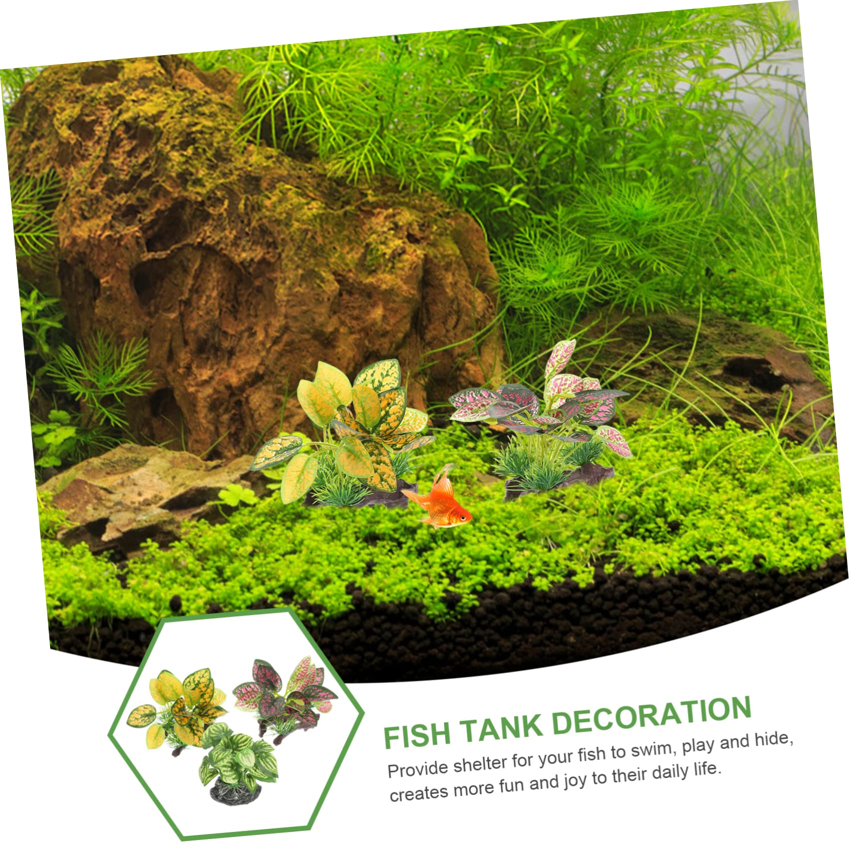 GLEAVI 3 Set Ornamenti Di Piante Acquatiche Simulate Acquario Pianta Finta Piante Da Terrario Decorazione Di Piante Finte Piante Acquatiche Artificiali Falso Impostore Resina 3 Pezzi * 3