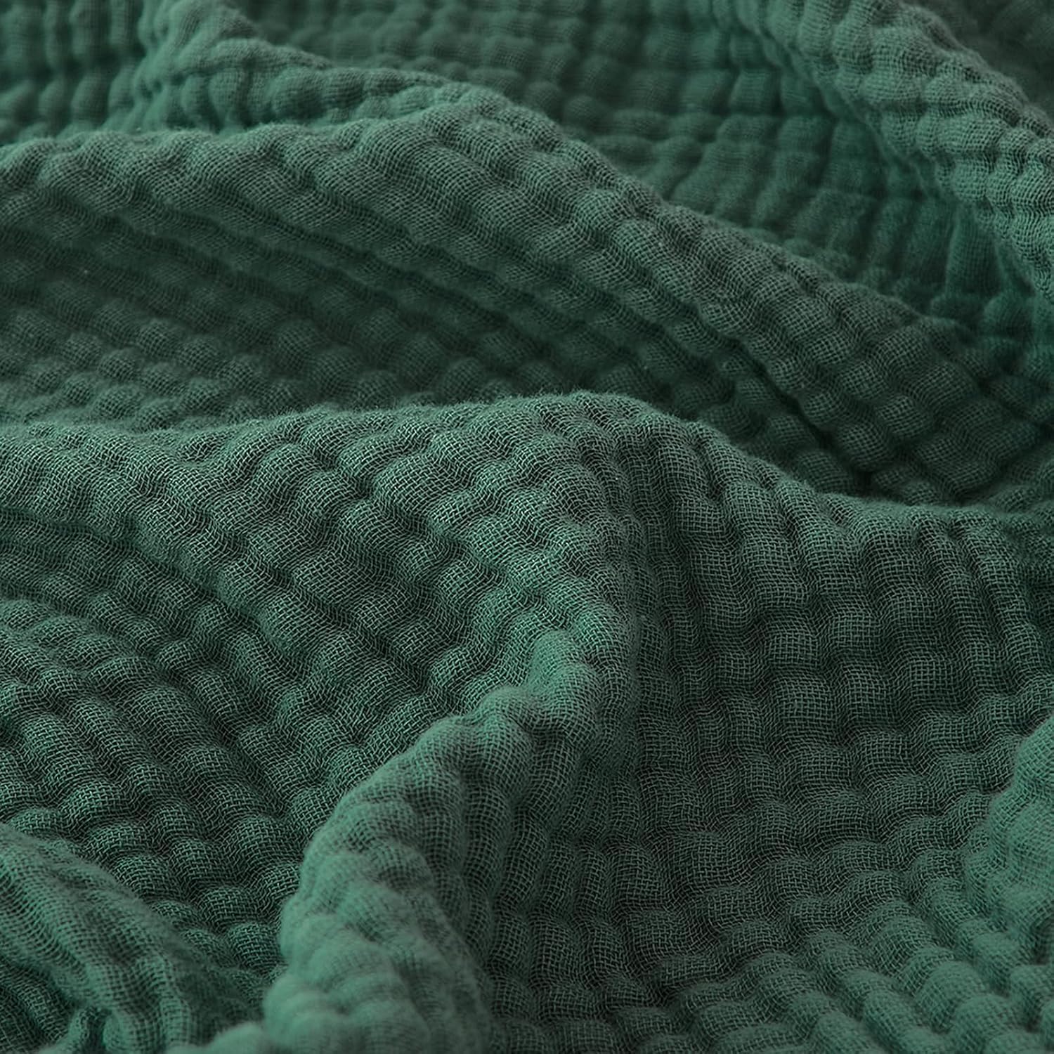 EMME Muslin Blankets for Adults Throw Blanket for Couch Breathable Gauze Soft Lightweight Airy Forest Green King 108" x 90"