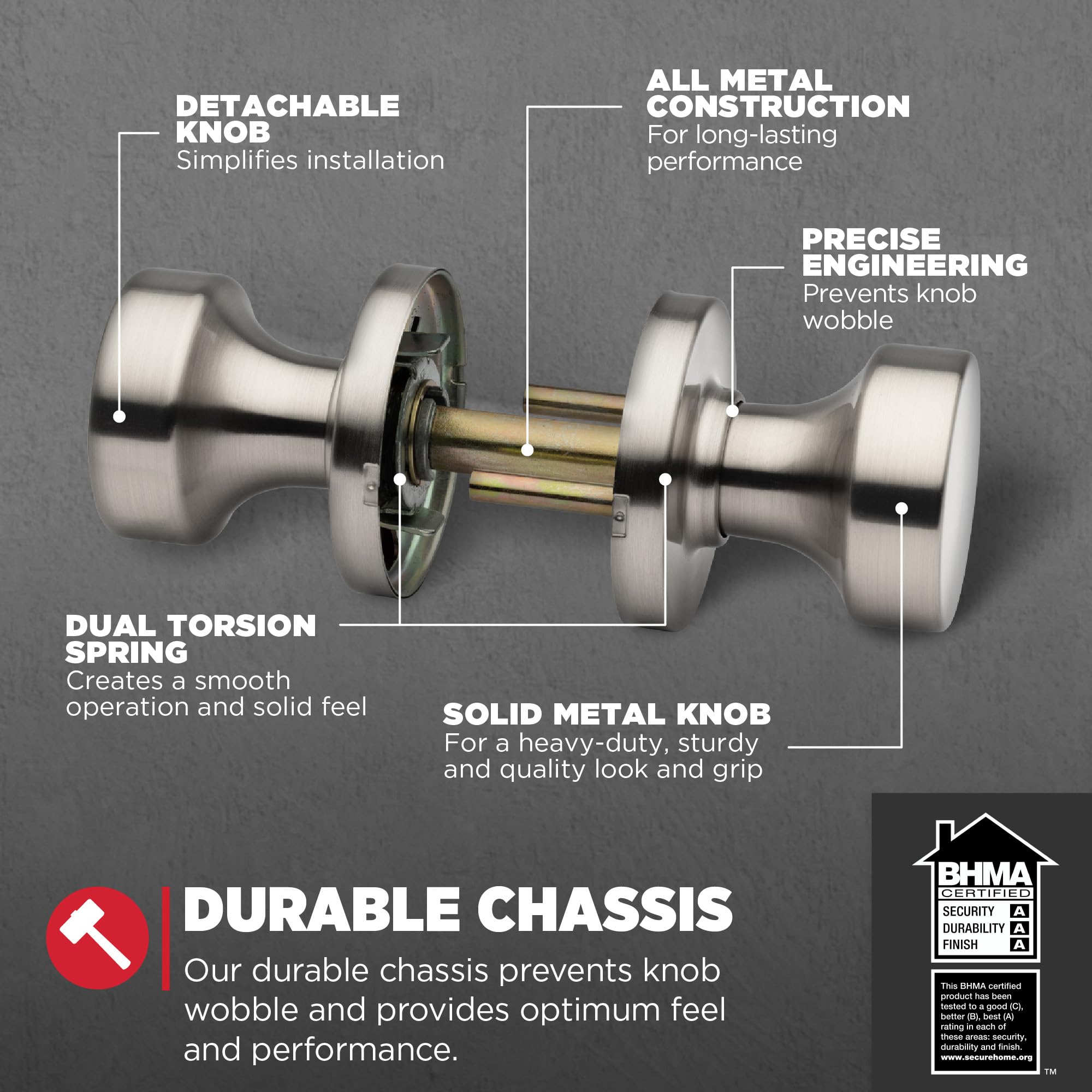 Kwikset Pismo Satin Nickel Door Knob - Modern Design -6 Kwikset Pismo Satin Nickel Door Knob - Modern Design -6