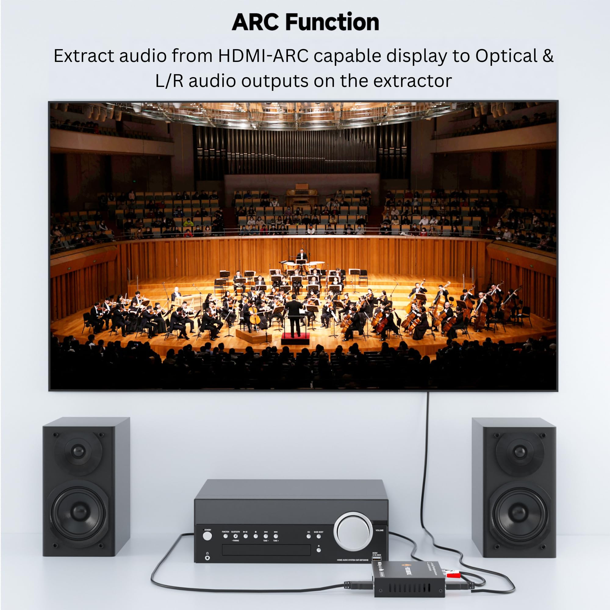 J-Tech Digital Estrattore audio HDMI 4K 60Hz con ARC e audio Downmix, convertitore da HDMI a ottico e RCA, HDCP 2.2 DTS Digital 5.1 PCM (JTECH-EXD-ARC)