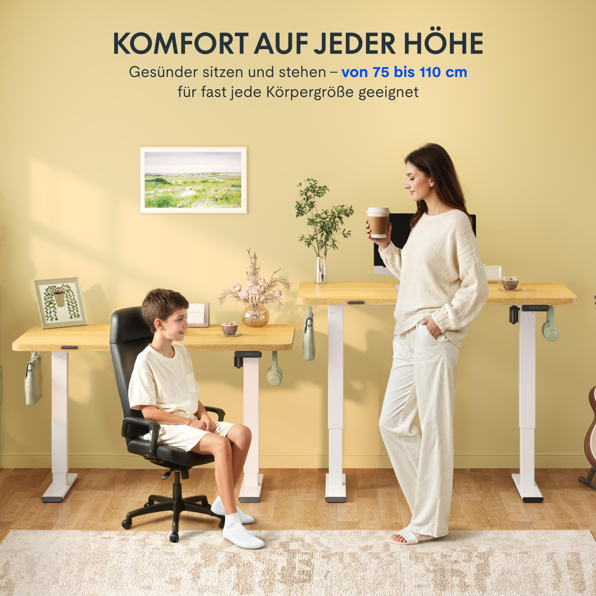 FLEXISPOT Basic Height-Adjustable Desk 120 x 60 cm – One-Piece
