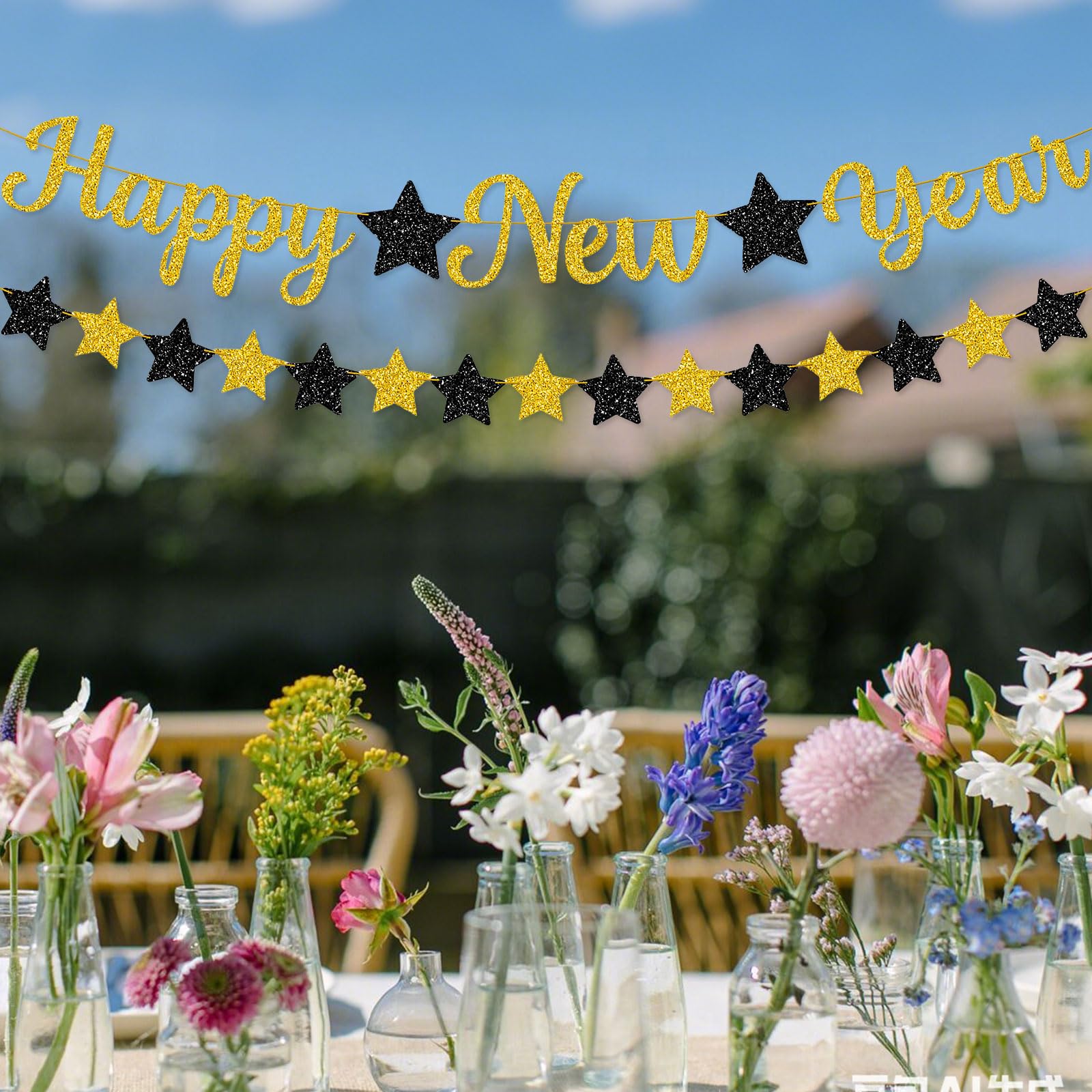 Happy New Year Banner for New Years Eve Decorations 2026,Eve Bunting wtih Glitter Star Sign Hanging Accessoriesfor Party Hanging Oranment,Nye Backdrop for Party Supplies and Photo Booth Props - Image 3