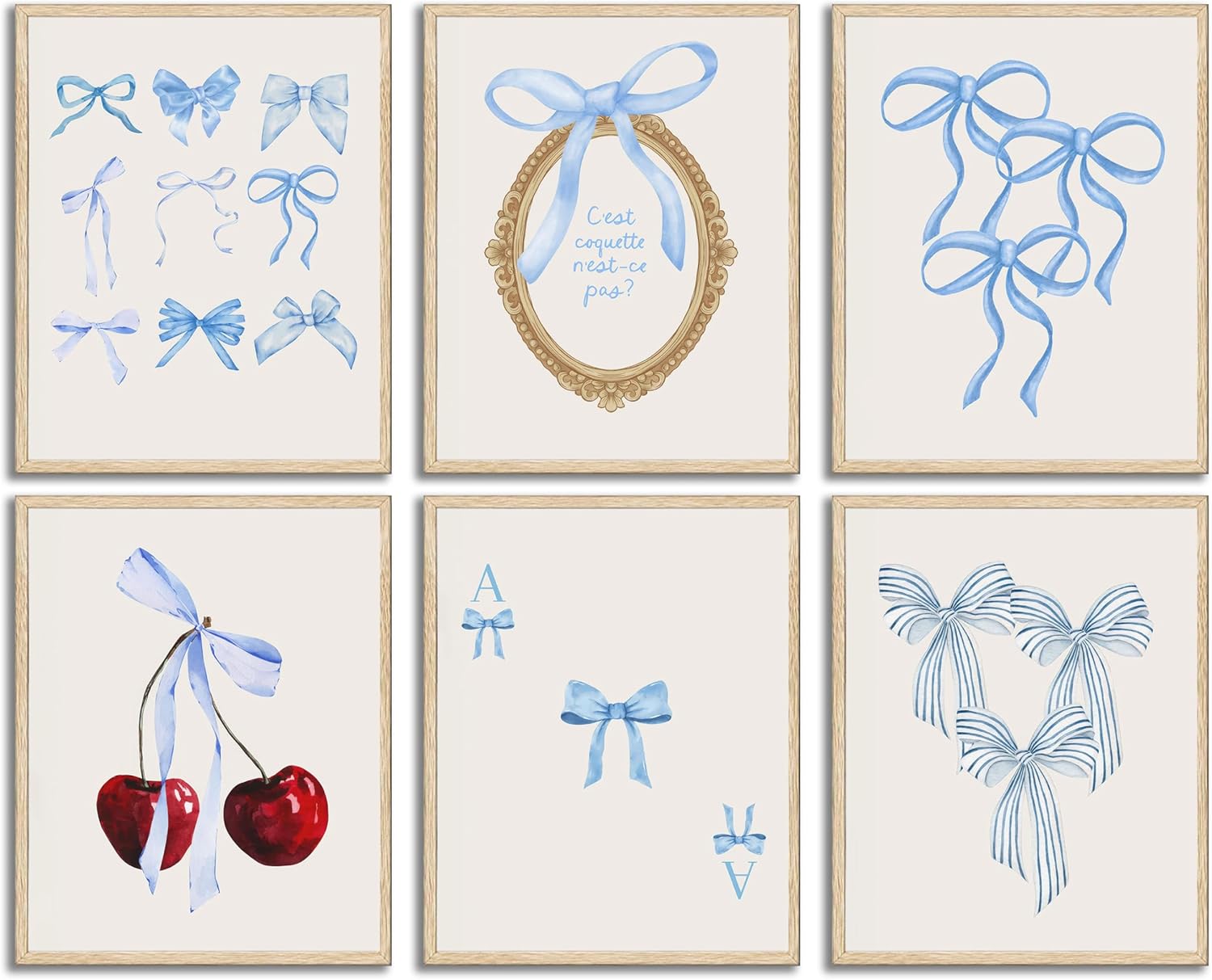6pcs Blue Bow Canvas Wall Art Preppy Student Aesthetic Wall Decor Trendy Red Cherry Mirror Posters for Girls Room College Apartment Bedroom Living Room Room Decoration Unframed 6pcs Blue Bow Canvas Wall Art Preppy Student Aesthetic Wall Decor Trendy Red Cherry Mirror Posters for Girls Room College Apartment Bedroom Living Room Room Decoration Unframed