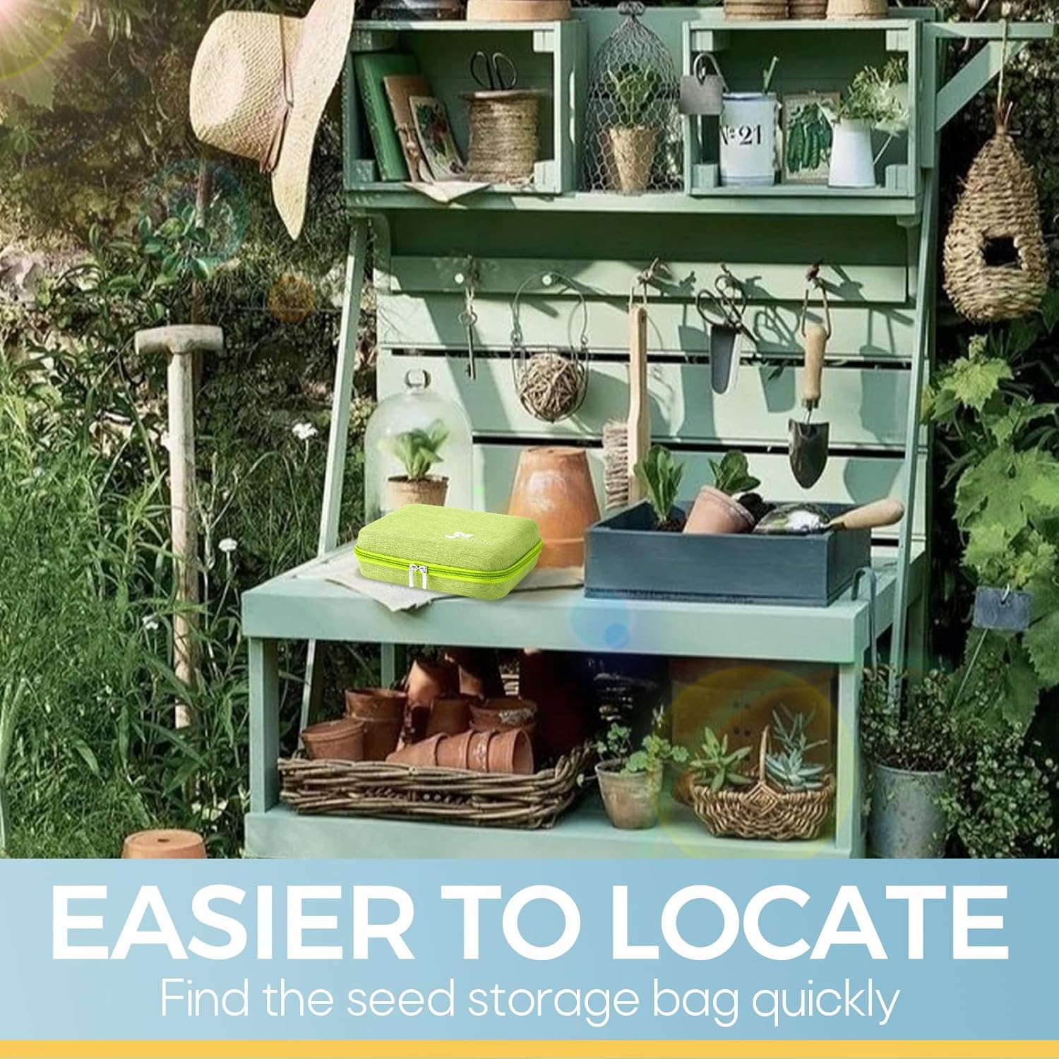 【40 Slots】 Seed Storage Organizer, Sturdy Organizer Box with Dual Zipper Bag and 42Pcs Label Stickers, Glass Seed Storage Container for Flower Vegetable Plants Garden Seeds Saving, Green - Image 7