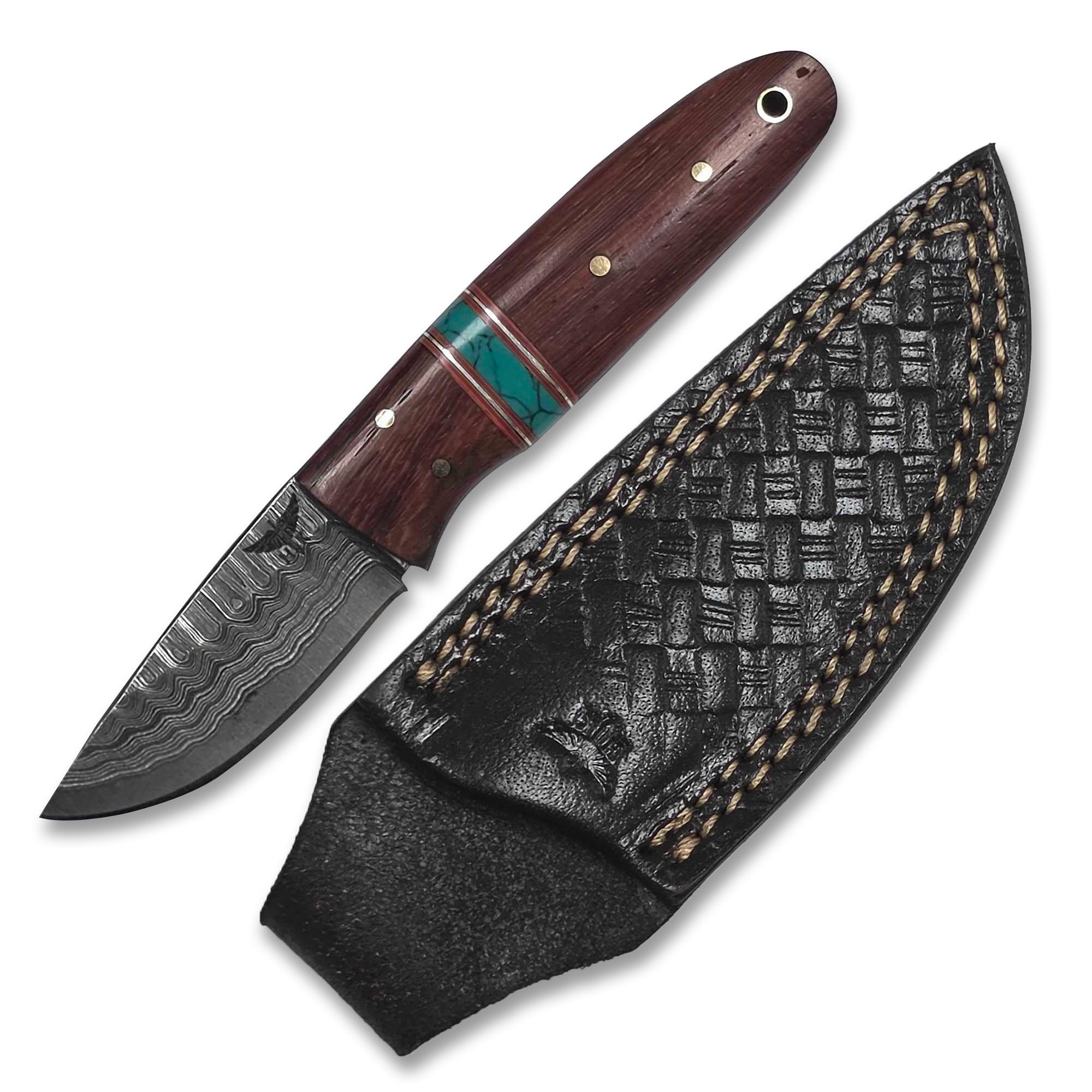 Clip Point 6" Sanmai Damascus Steel EDC Knife with Sheath
