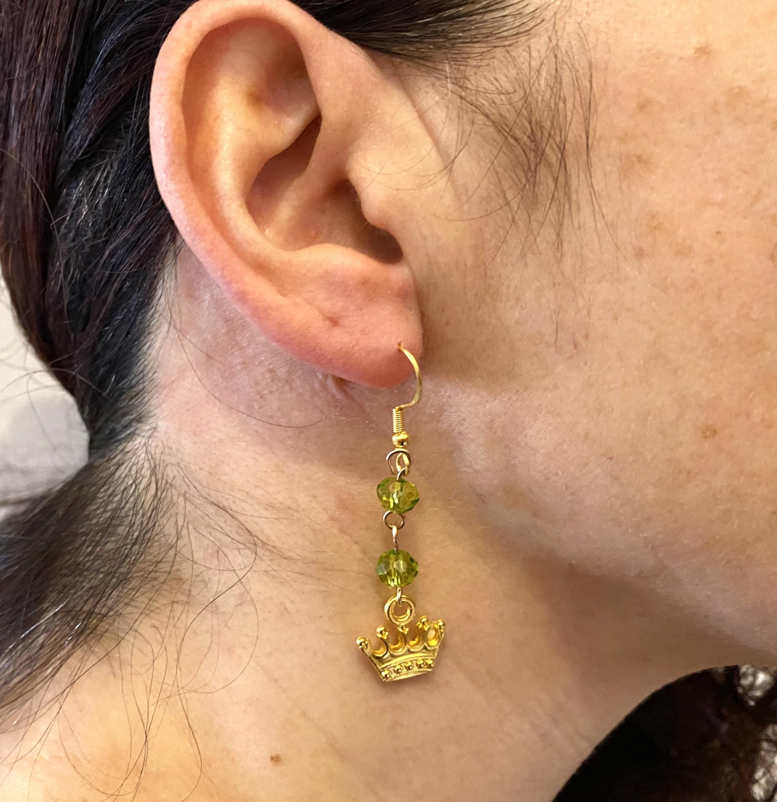Boucles d'oreilles peintes à la main - PRINCE GRENOUILLE - Boucles d'oreilles pour femmes, Bijoux en bois peint, Crochet en argent, Made in Italy, Bijoux, Artisanat