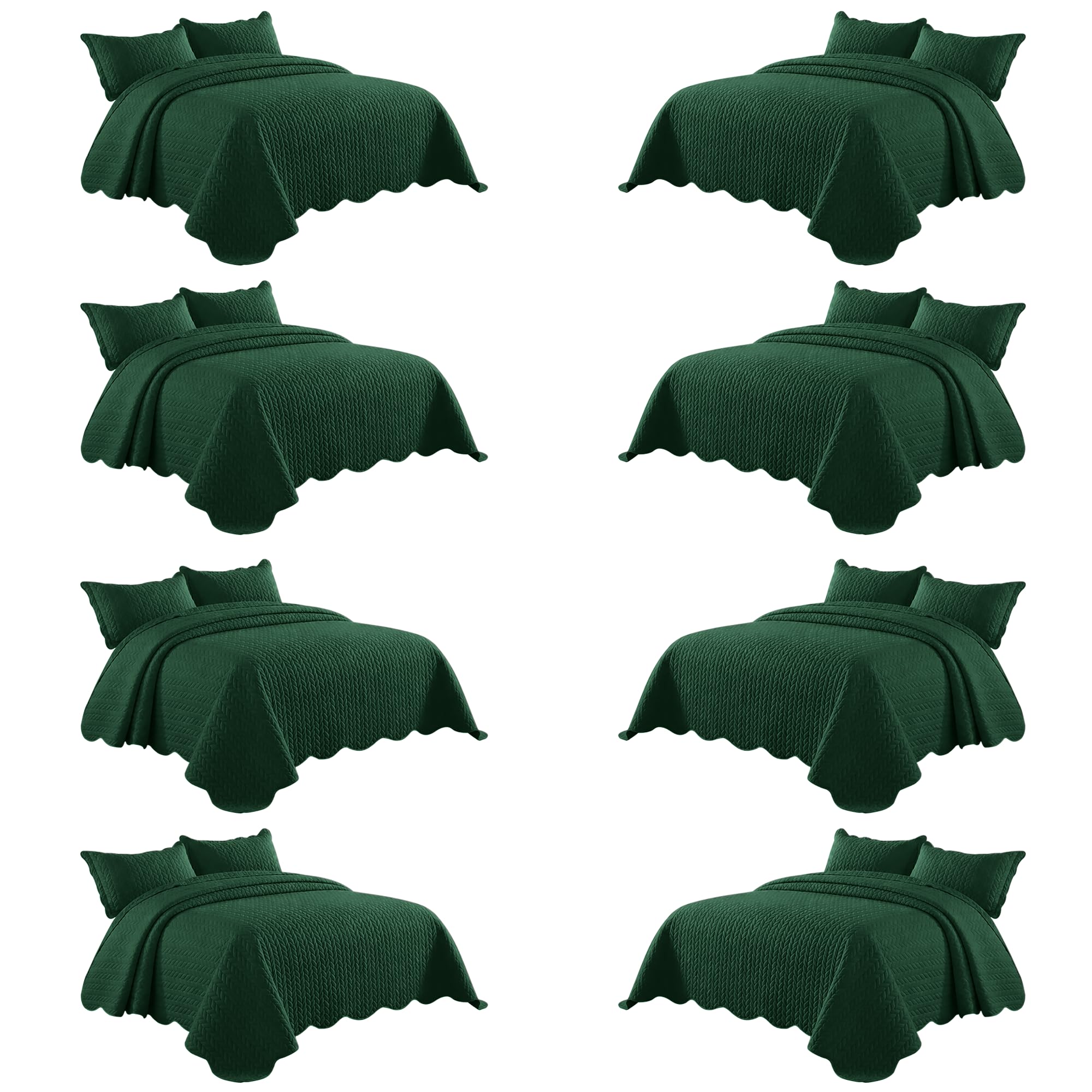 Imperial Rooms King Quilt Emerald Leaf 8 Pack for Hotel Guest Bedroom
