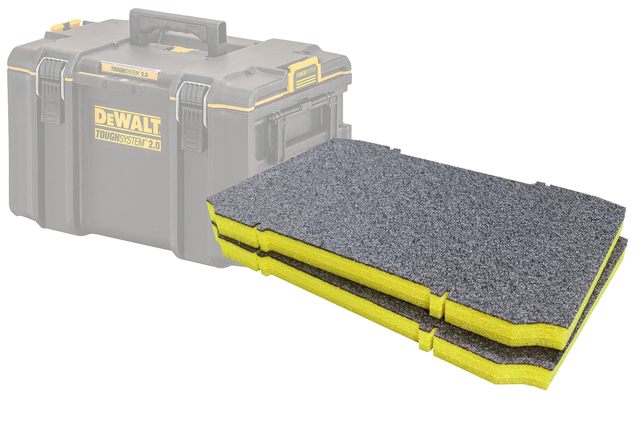 Shadow Foam ToughSystem 2.0 Toolbox Foam Inserts [Twin Pack] Cut and Peel Foam Inserts for DeWalt ToughSystem 2.0 Toolboxes | Tool Organisation, Kaizen, 5s, Tool Storage & Storage Boxes (30mm, Yellow)