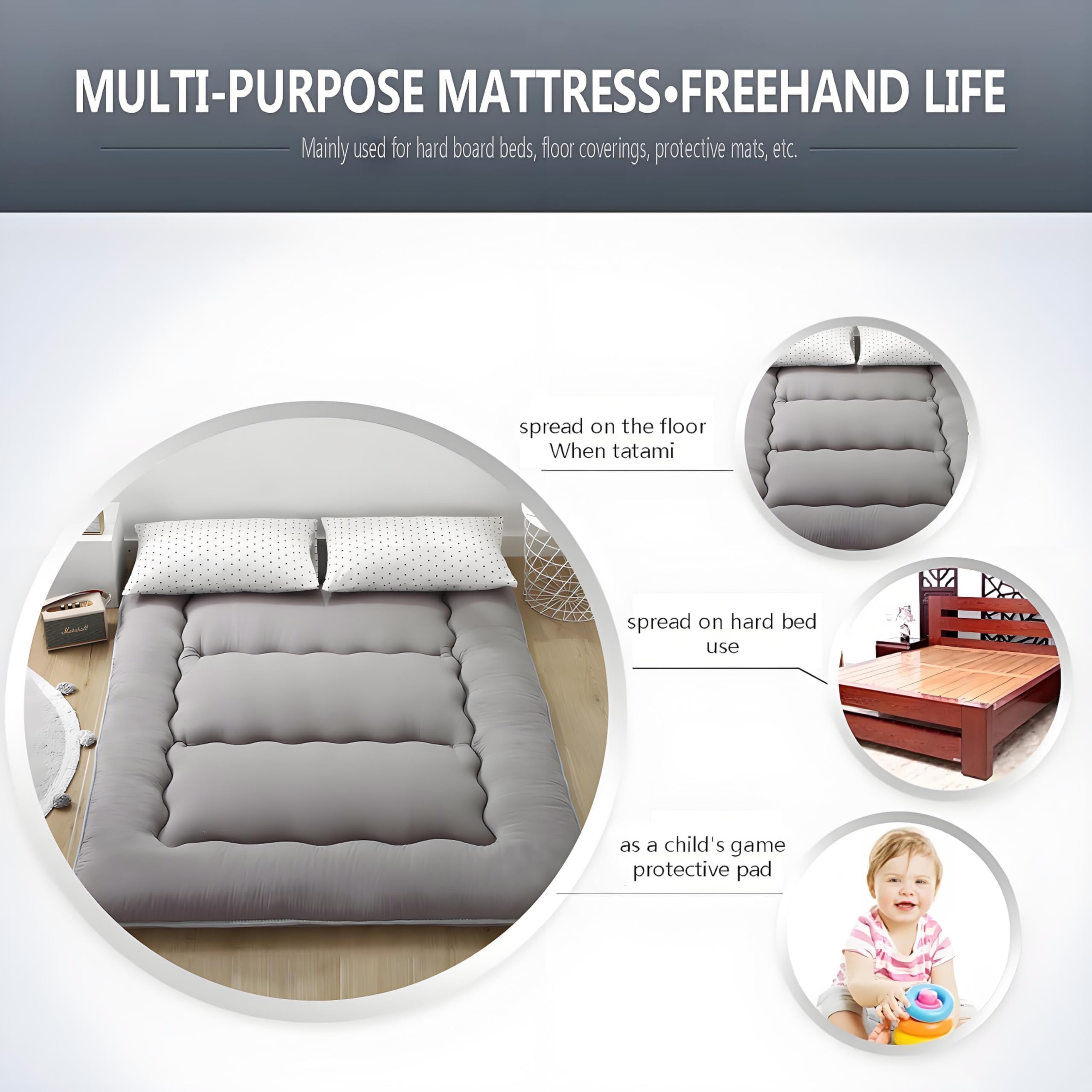 Materassi Da Terra, Materasso Futon Pieghevole Arrotolabile, Materasso Tatami Spesso Giapponese, Antiscivolo E Traspirante, Per Dormitorio Domestico(90 x 190 cm)