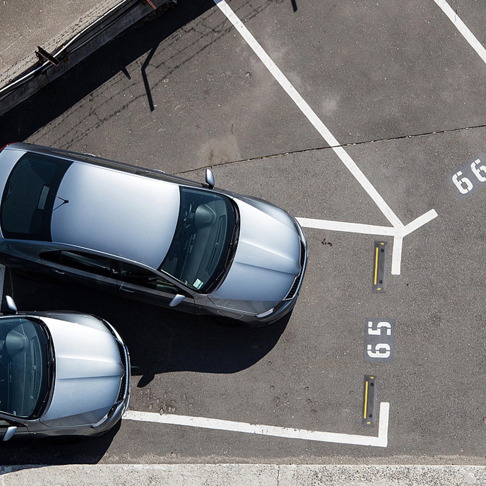 Tope De Rueda De Goma 480x130x80 Mm Resistente Cinta Reflectante, Bloqueador De Estacionamiento para Garaje y Aparcamiento En Exteriores, Protección para Coches y Vehículos Adultos
