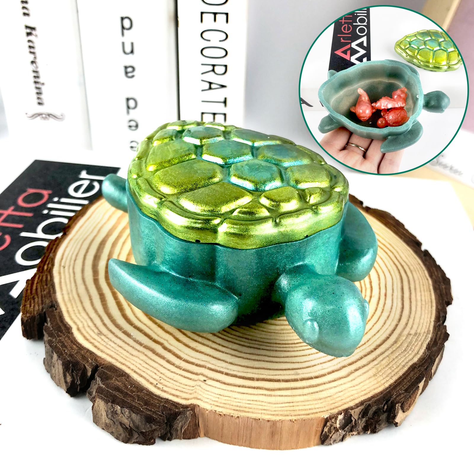 Sea Turtle Box Resin Mold with Lid, Creative Container Epoxy Resin Casting Mould, Sea Animal Silicone Storage Mold DIY Jewelry Holder Trinket Plate Resin Clay Craft Art Supplies Making Home Decor - Image 2