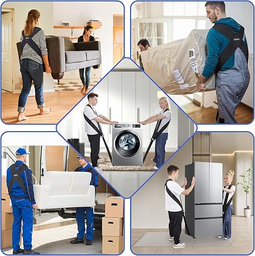 Miniatura 5 de EXVITAL Correas móviles para 2 personas, correa de elevación y sistema de movimiento adecuado para muebles, electrodomésticos y objetos pesados,