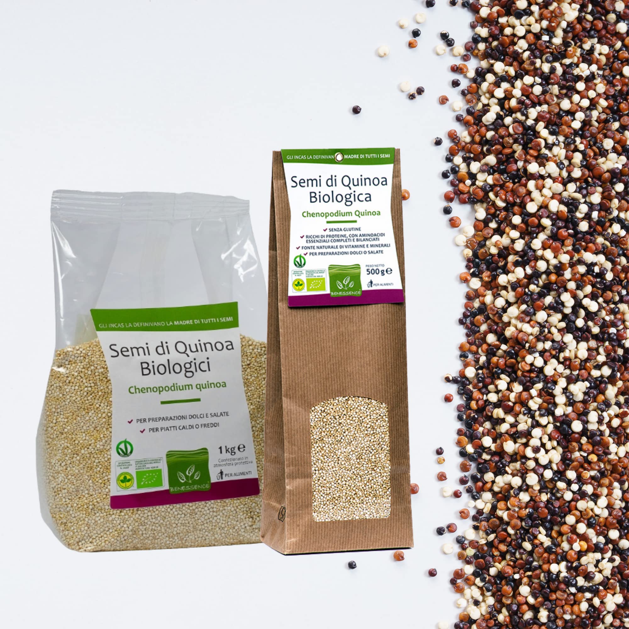 Benessence - Semi di Quinoa biologici in atmosfera protettiva - 3 confezioni da 1 Kg