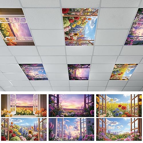 Wiooffen 6 Pcs Fluorescent Light Covers with 60 Magnets Decorative
