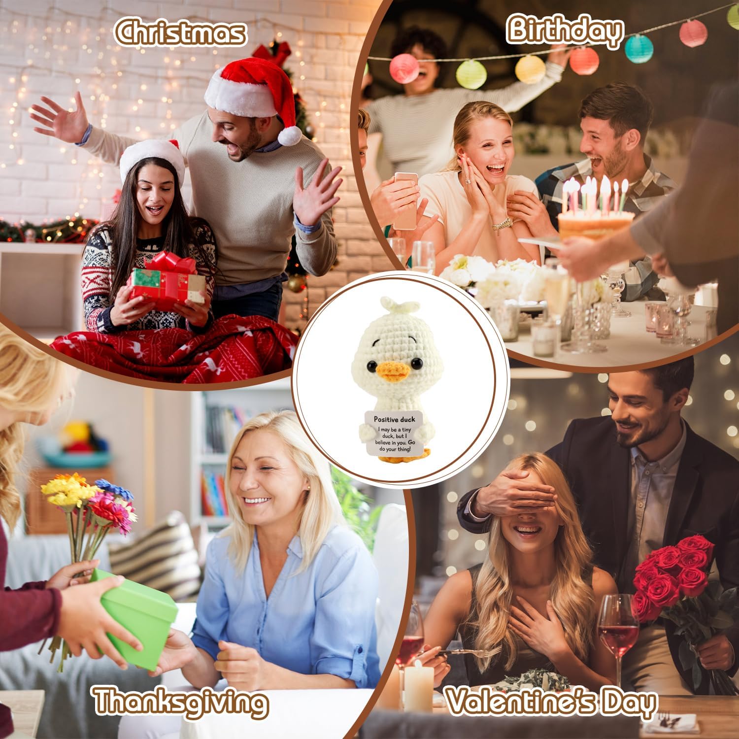 Positive Animal Crochet Dolls Cute Duck Decor Gift for Women Graduation Gift Handmade Emotional Inspirational Decoration - Image 4