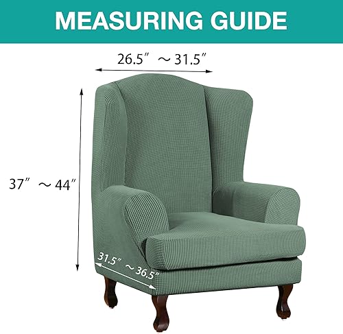 Vista 262 de Turquoize - Funda elástica para sofá de 2 piezas y 3 cojines, funda protectora lavable con elástico en la parte inferior, tela jacquard gruesa