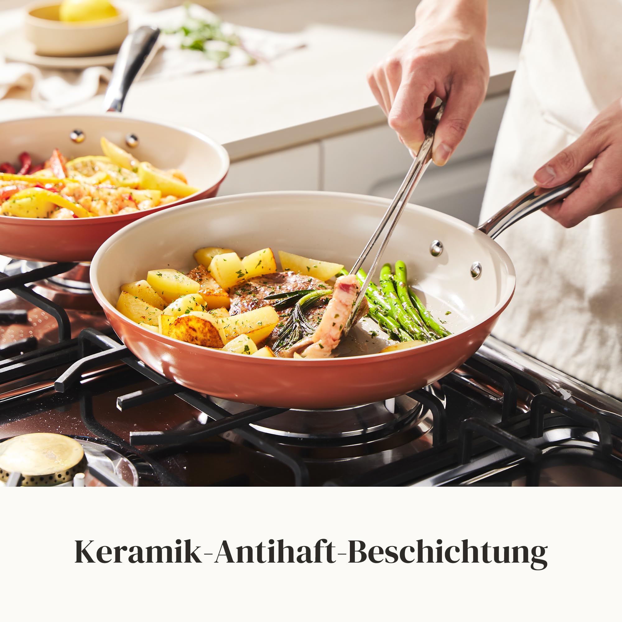 Redchef Set di 6 padelle in ceramica, adatte a tutti i tipi di piano cottura, incluse quelle a induzione, non adesive, 20/24/28 cm, senza PTFE, senza PFAS, PFOA, adatte a tutte le cucine