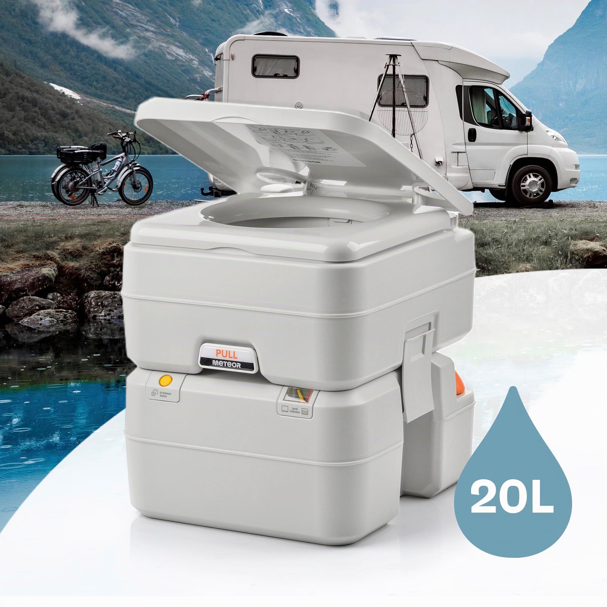 meteor Inodoro Camping - Portátil WC Acampar 20 L - Barco Viajar Automóvil Senderismo Playa