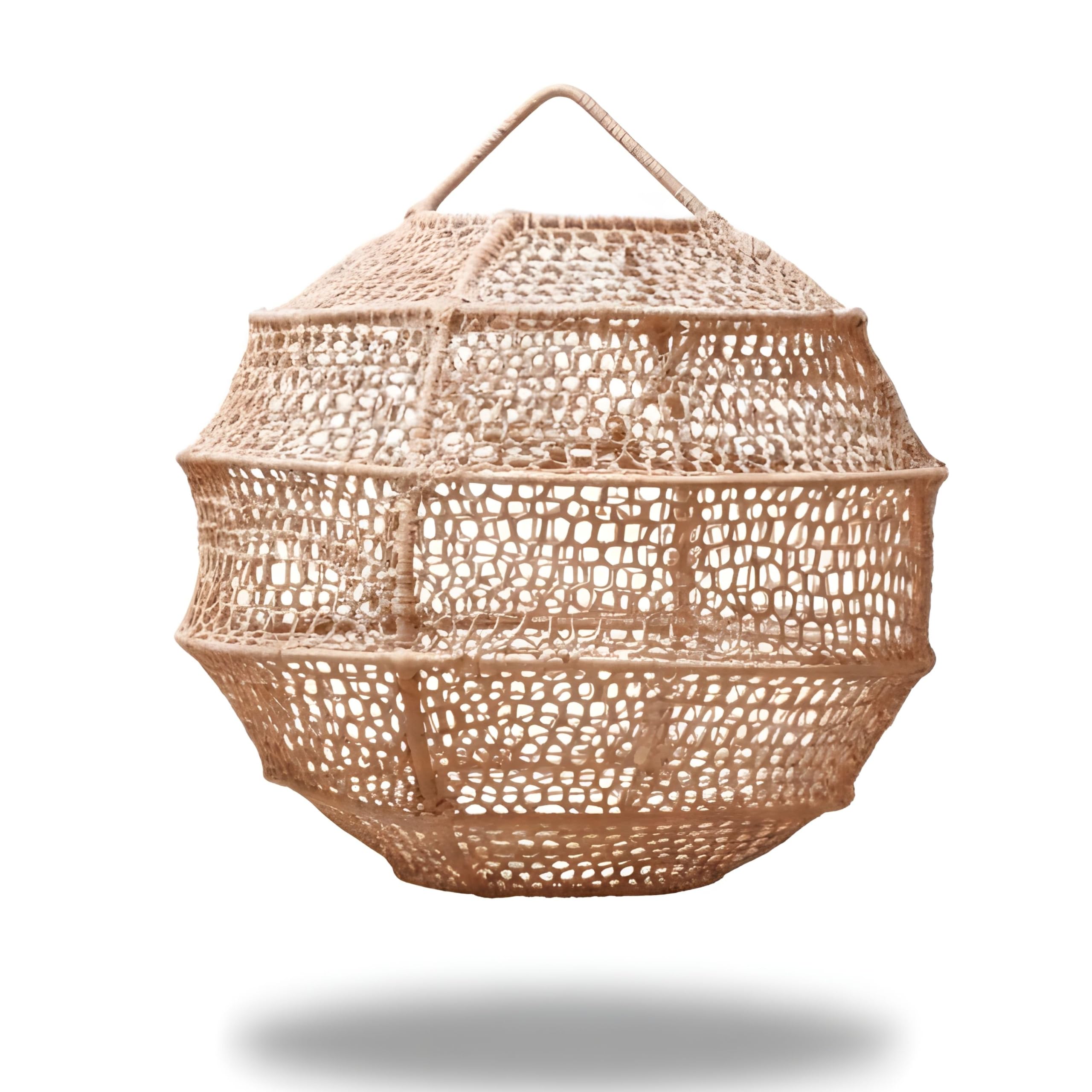 Suspension en Corde de Doum au Crochet - Sphère Ajourée - 20 cm
