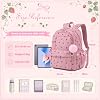 Mochila Escolar para Adolescentes, Mochila de Pana con Moño y Ligera para Laptop de 15.6 pulgadas, para Primaria y Secundaria, Viaje, Día, Rosa Fresa 5