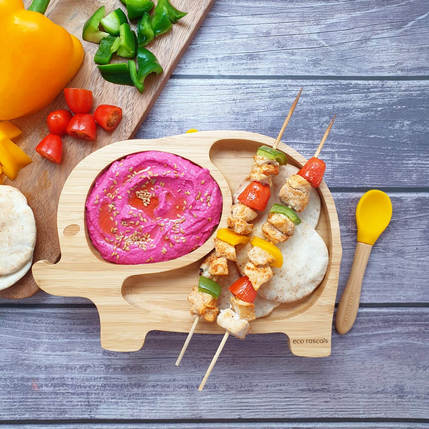 Bamboo Baby Spoons Plato Infantil De Bambú Con Ventosa Diseño