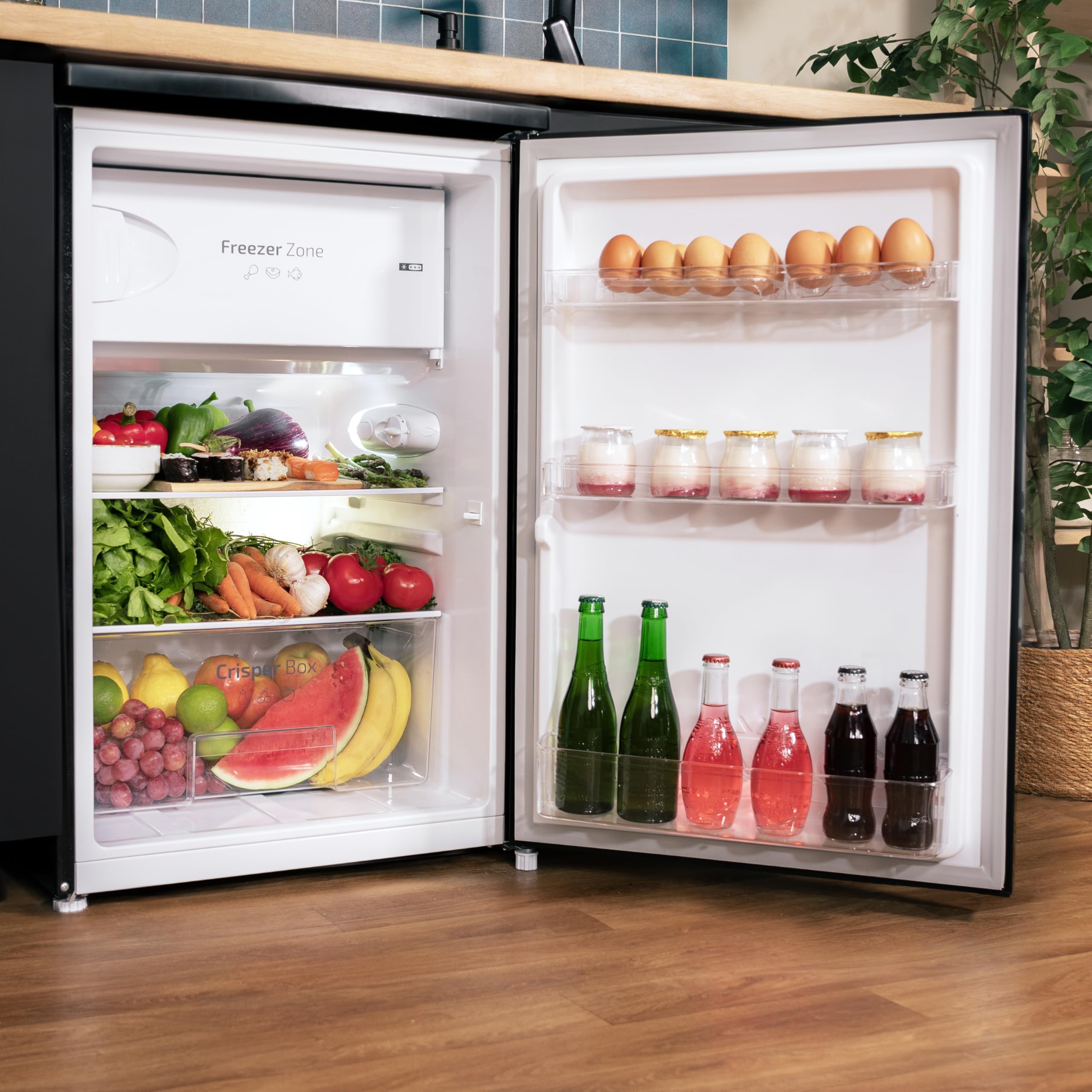 Cecotec Mini-Kühlschrank 107 L Bolero CoolMarket TT 107 Inox, Energieklasse E, Energiesparend, Reversible Tür, Niedriger Geräuschpegel, Crisper-Box, Gefrierfach