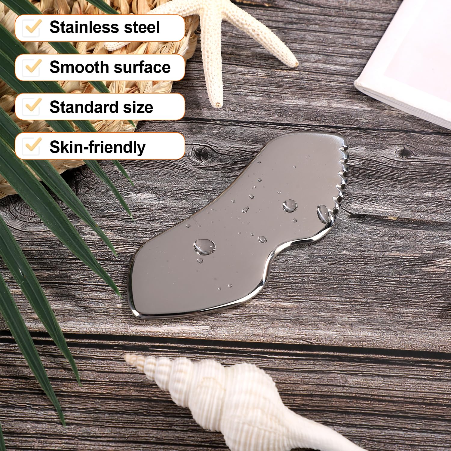 Stainless Steel Gua Sha Facial Tool, Smooth Standard Size Guasha Tool for Face with Gears with Velvet Bag Gua Sha Body Tool for Chin Elbows Limbs Back Abdomen Acupressure - Image 3