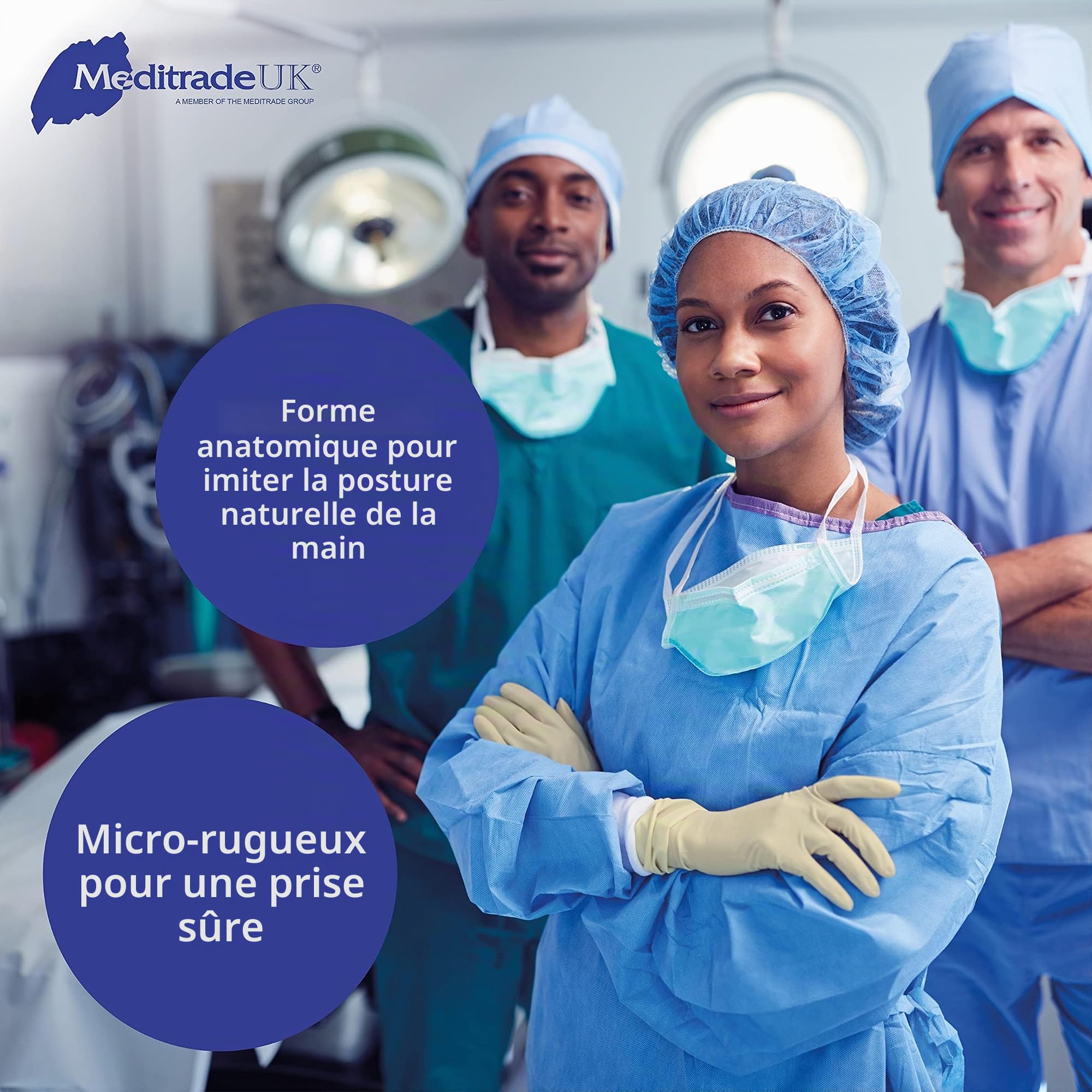 Meditrade Gentle Skin Superior OP Gants chirurgicaux en latex, sans poudre, stériles, jetables – EPI pour chirurgie et examen médical – Naturel – Taille 6,5–50 paires