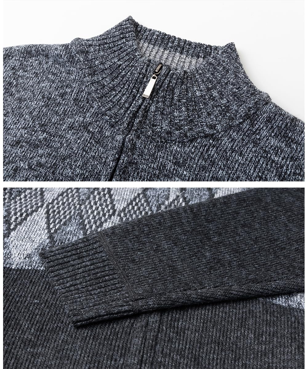 Jersey de Punto Cremallera Completa Cuello Alto Manga Larga Hombre