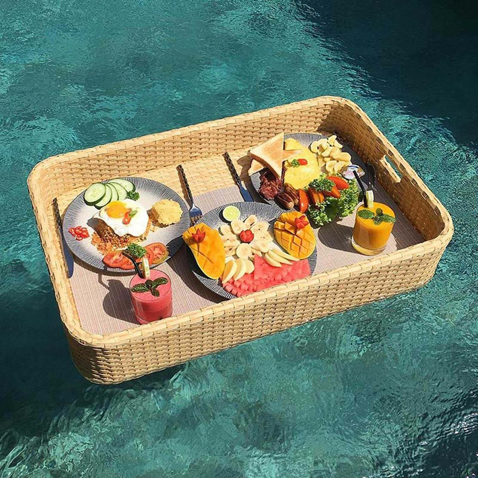 Swimming pool floating bar, Rectangle Floating Serving Trays Table and Bar(Yellow)