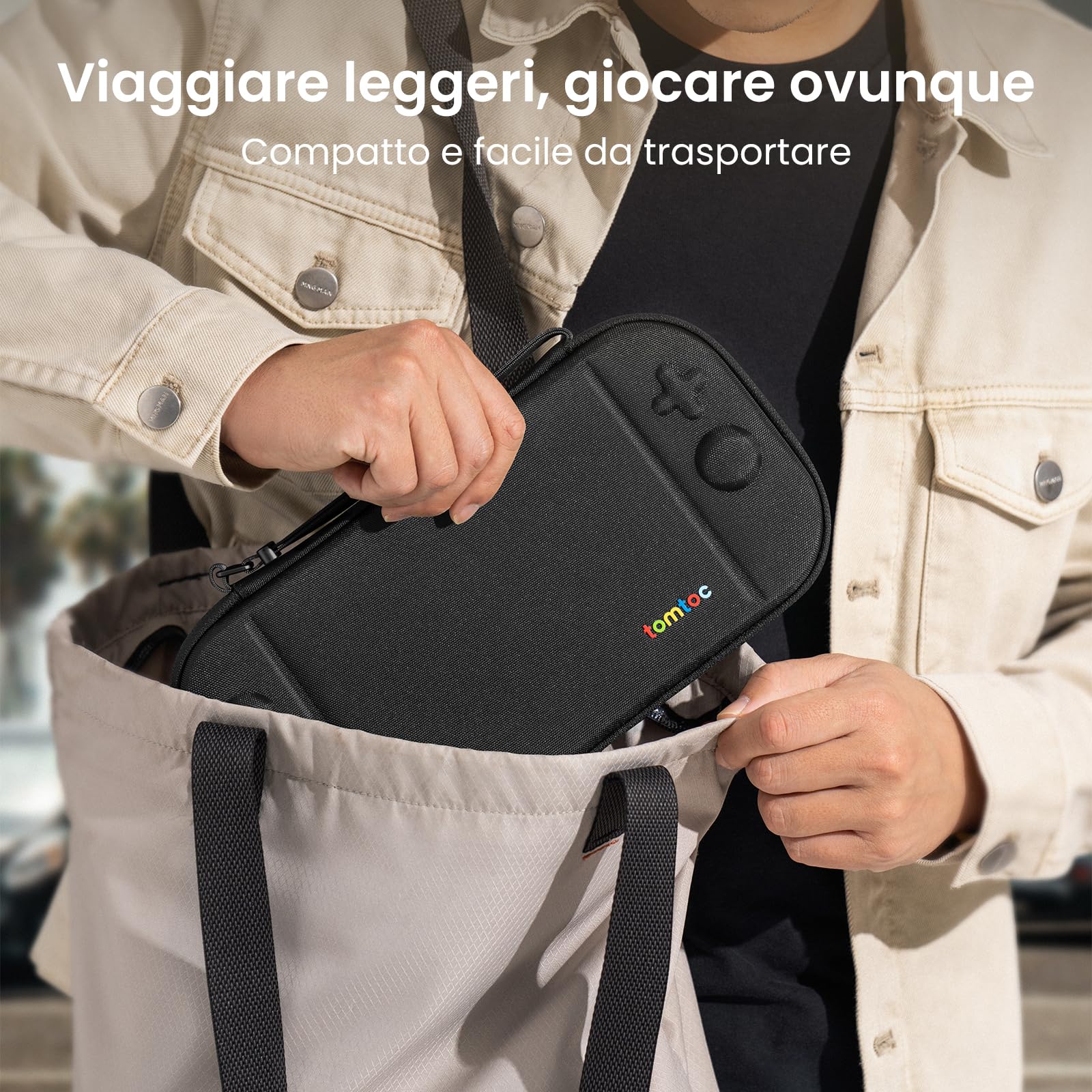 tomtoc Custodia per Nintendo Switch 2 (2025), Borsa da Trasporto per Console con 12 Cartucce di Gioco, Slim Carry Case Sottile da Viaggio con Brevetto Originale e Protezione di livello Militare